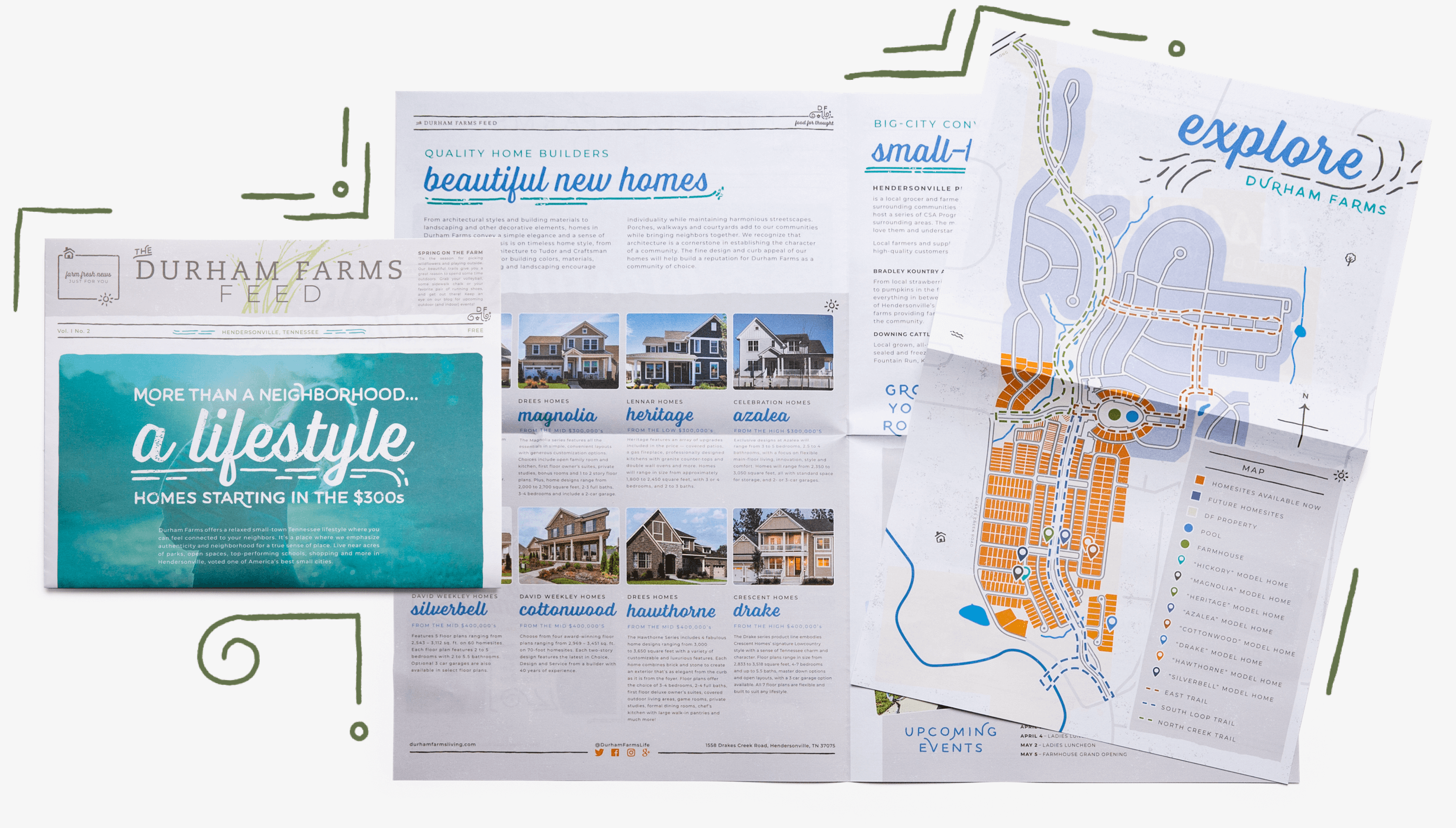 Community newspaper magazine for master planned community Durham Farms designed by ST8MNT