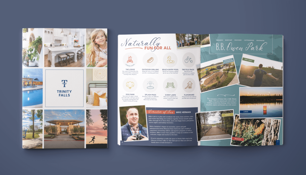 Marketing booklet design for master planned community Trinity Falls design by ST8MNT