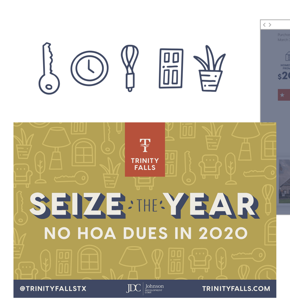 Seize the Year marketing campaign for master planned community Trinity Falls designed by ST8MNT