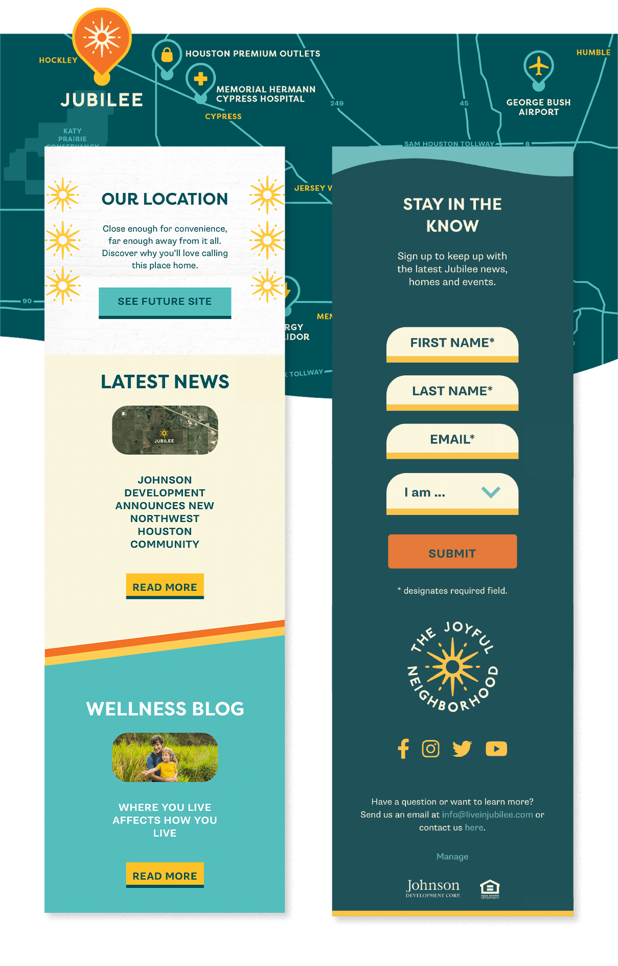 Mobile site design and proximity map for master planned community Jubilee designed by ST8MNT