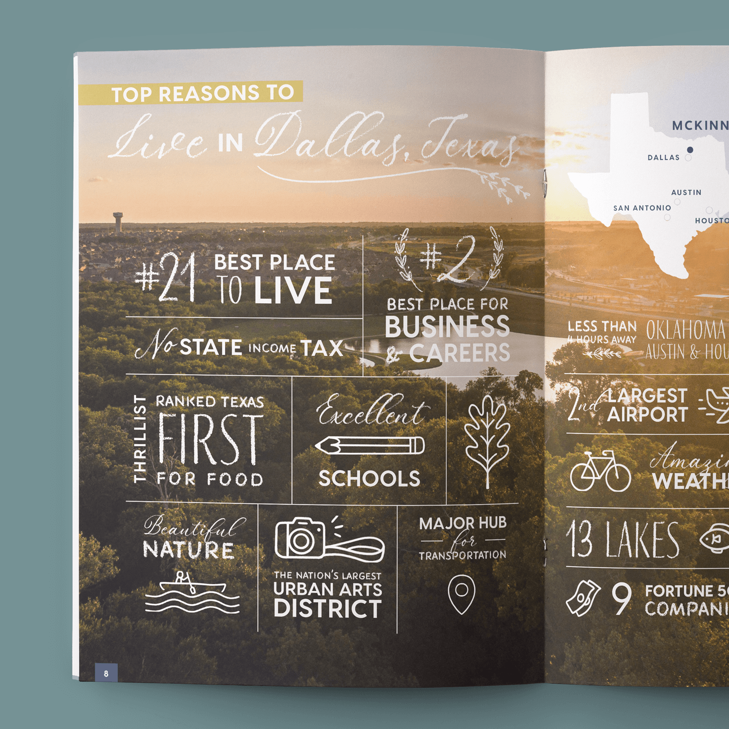Marketing brochure design for master planned community Trinity Falls designed by ST8MNT