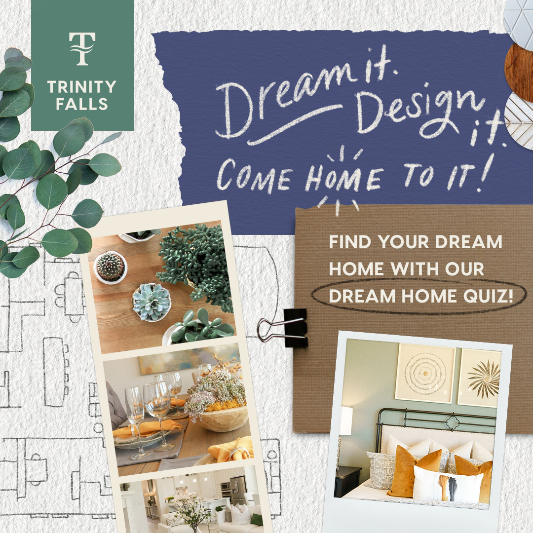 Interior design dream home campaign key art for master planned community Trinity Falls designed by ST8MNT