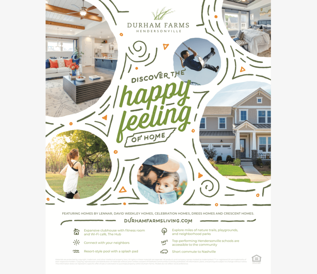 Magazine ad design and copywriting for Durham Farms master planned community by ST8MNT