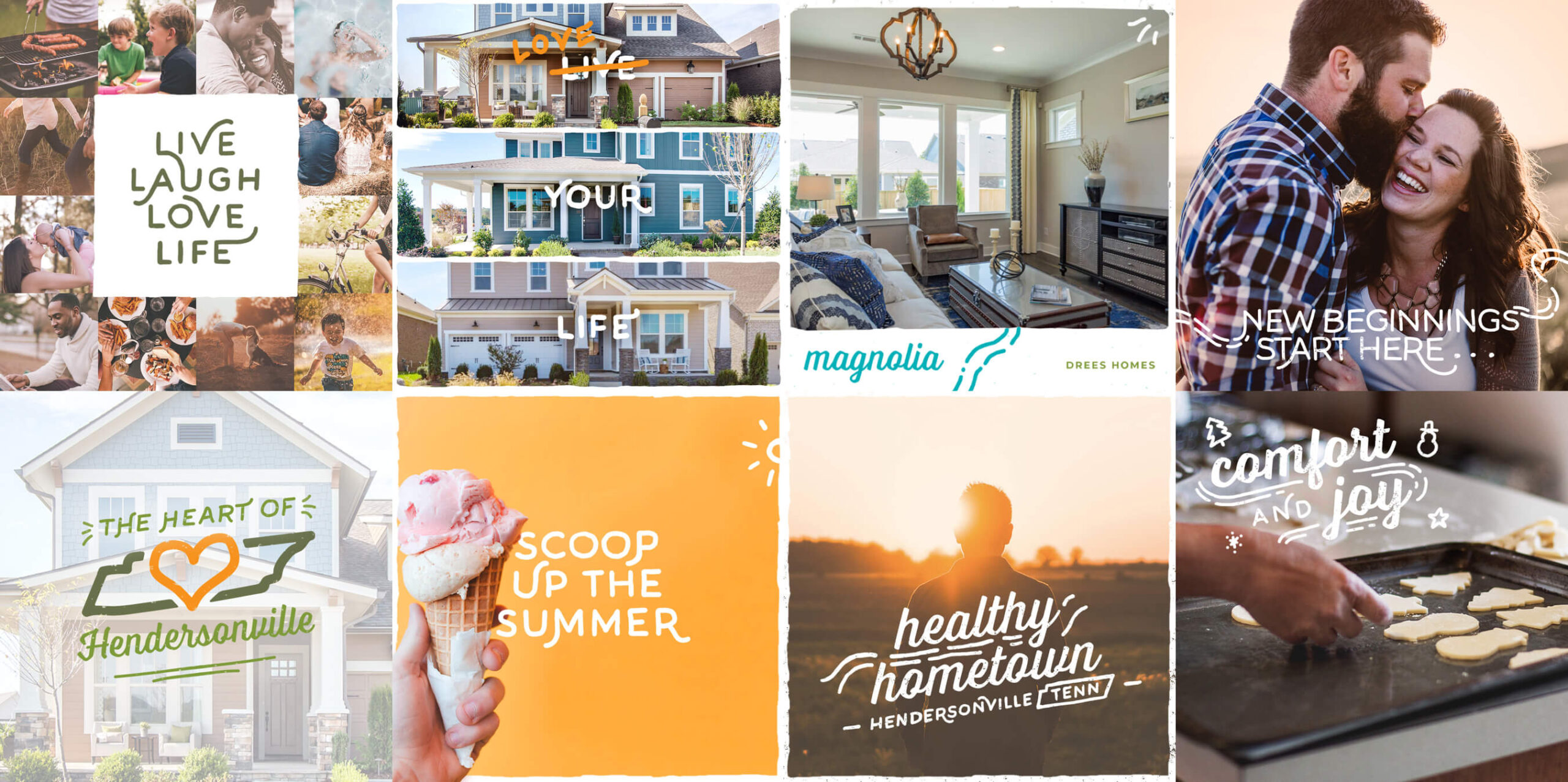 Social media image grid designed for master planned community Durham Farms by ST8MNT