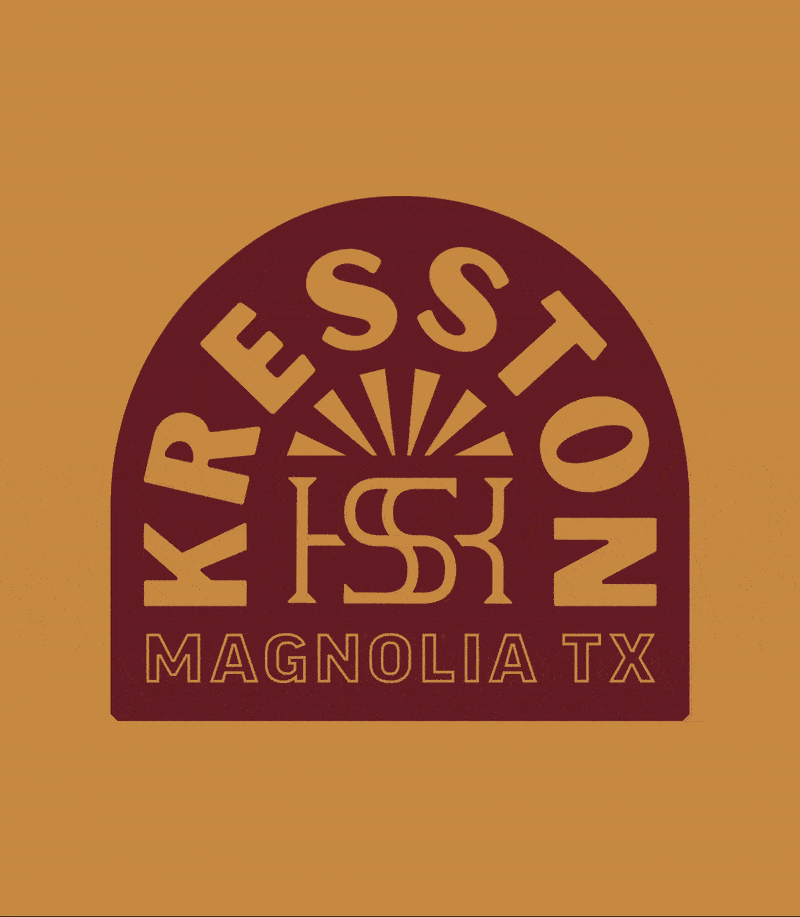Branded badge with brand logo and Magnolia TX location identifier designed by ST8MNT for master planned community Kresston
