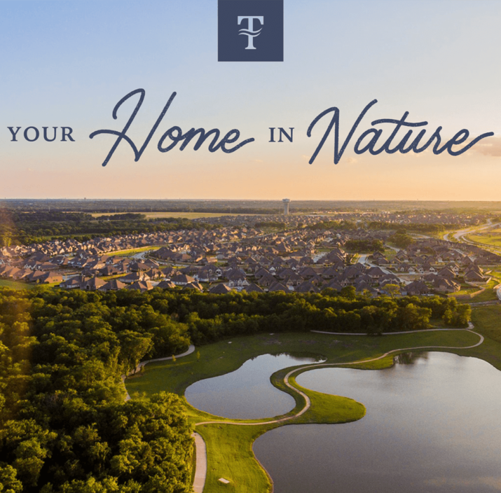 Tagline and branded graphic for Master planned community Trinity Falls designed by ST8MNT