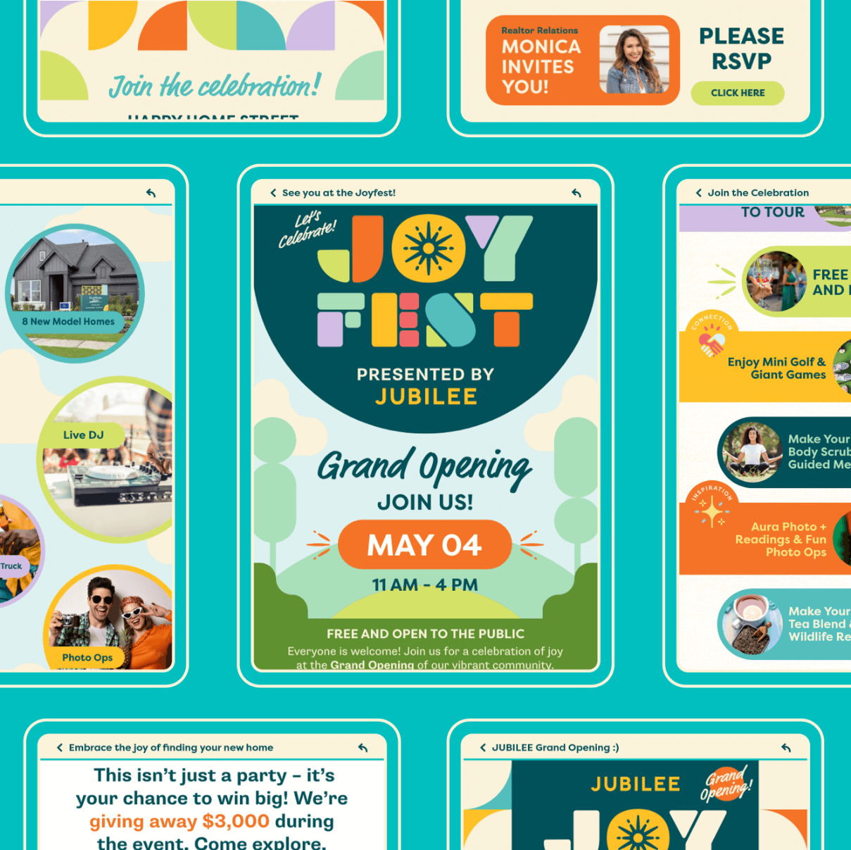 Branded event Joyfest campaign grand opening email design for master planned community Jubilee designed by ST8MNT