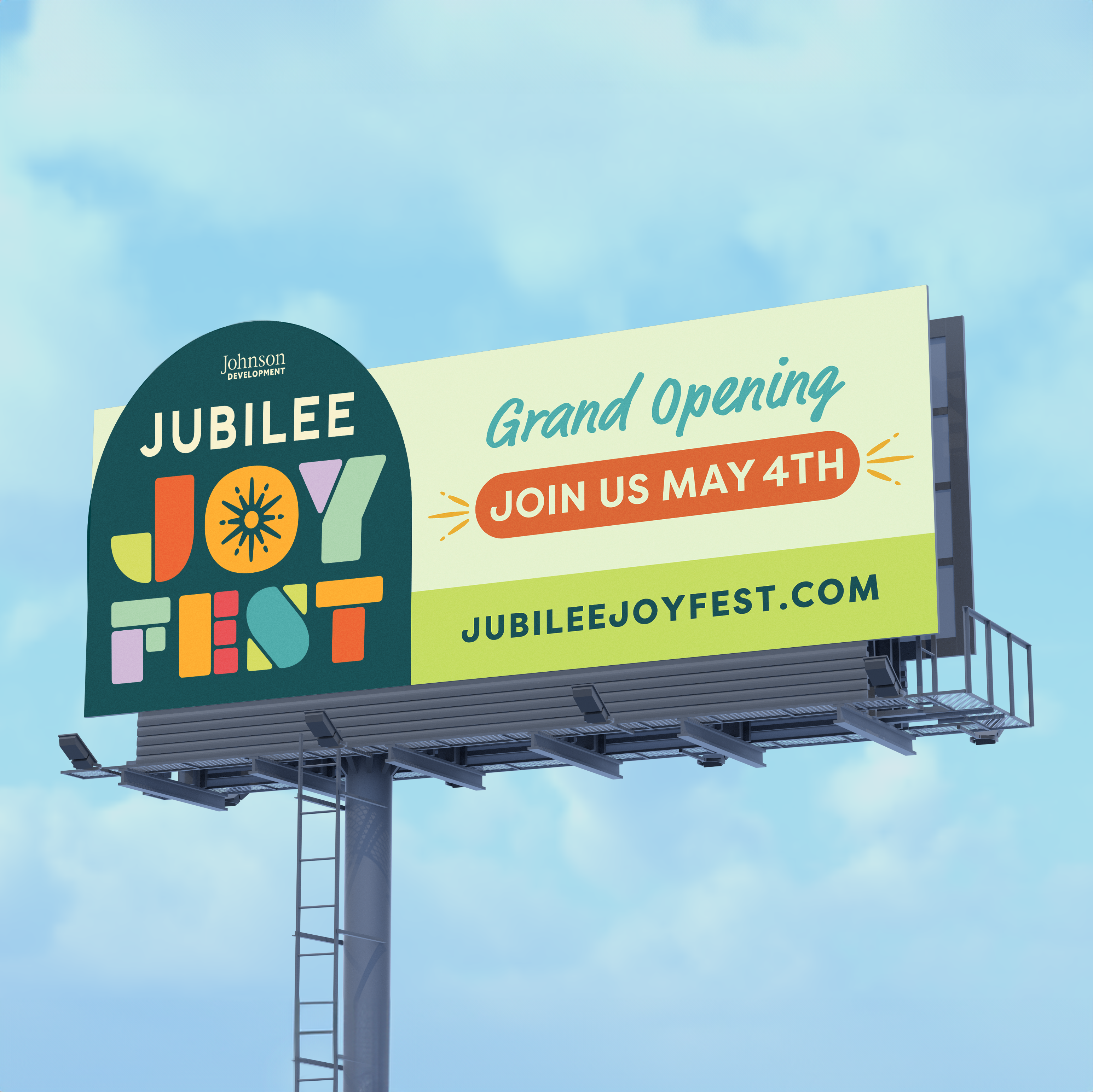 Billboard design and key art for Joyfest grand opening event for master planned community Jubilee designed by ST8MNT